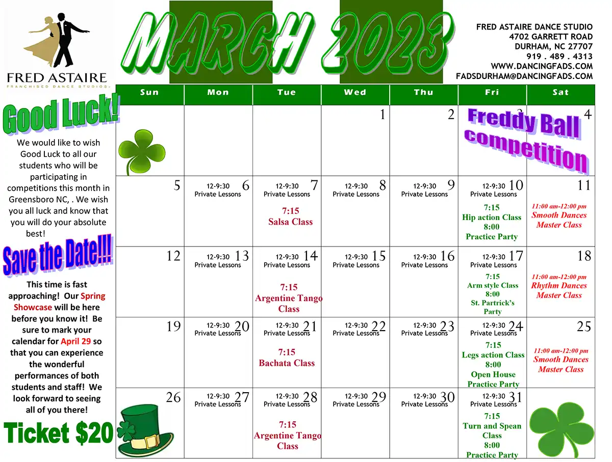 Durham Dance Calendar March 2023